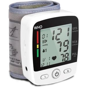 Blood Pressure Monitor, Irregular Heartbeat Detector, Automatic BP Monitor 90x2 Reading Memory and Large LCD Display, USB Charging, Adjustable Wrist Cuff, Ideal for Home and Hospital