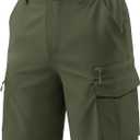 MAGCOMSEN Men's Hiking Cargo Shorts 9" Quick Dry Lightweight Shorts with 7 Pockets Outdoor Work Shorts Fishing Casual Size 34 (Green)