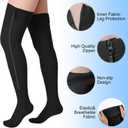 Sosation Thigh High Zipper Compression Socks 20-30 mmHg Zipper Compression Stockings Thigh High for Women Men Swelling Edema (Black, XL)