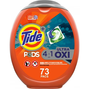 Tide Pods Plus Ultra Oxi, Laundry Detergent Packs, 73 Count, Pack of 4