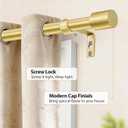 TONIAL Gold Curtain Rods 32 to 58 Inch(2.6 to 4.8 ft), Adjustable Splicing Window Curtains rod, 3/4 Drapery Rods for Windows 20 to 53 Inch, Decorative Single Rod with Modern Cap Finial