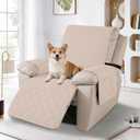 100% Waterproof Recliner Chair Covers, Recliner Cover Stay in Place, Chair Covers for Recliners, Recliner Covers Washable with Pocket, Elastic Straps for Pets, Dogs and Kids (Beige, 23")