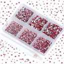 7200 Pieces 6 Mixed Sizes Glue Fix on Glass Rhinestones Round Crystal Gems Flatback for DIY Jewelry Making with one Picking Pen(6-Sizes 7200PCS, Lt. Rose)