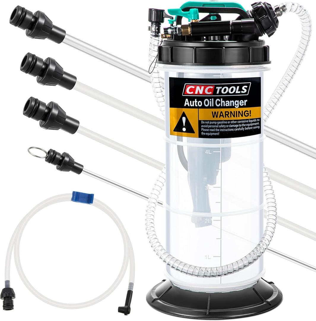 Estune 1.4 Gallon/5.3 L Manual Pneumatic Fluid Extractor, Automotive Oil Extractor Pump Oil Vacuum Changer with 5 Pcs Brake Bleeding Hose for Car, SUVs, Truck, Yachts