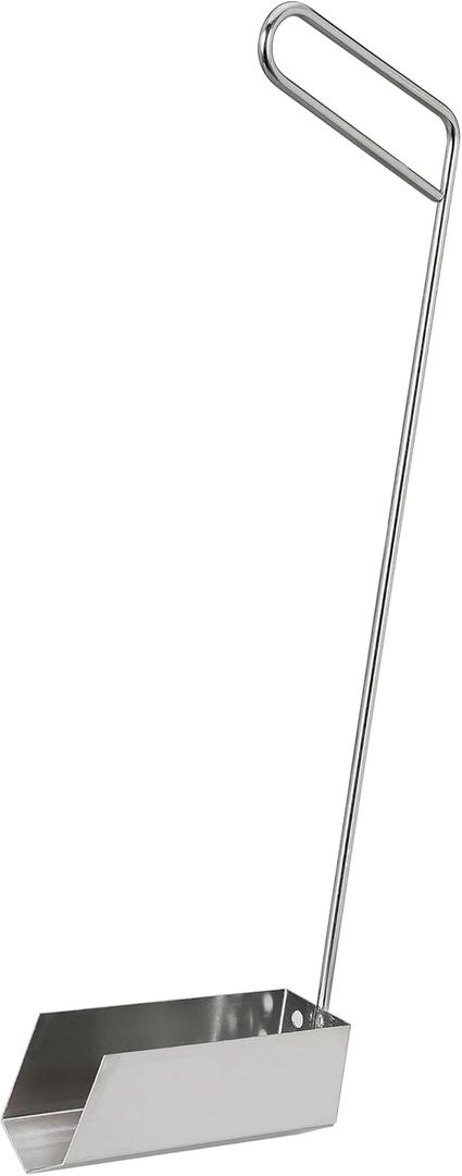 Deep Fryer Strainer Crumb Scoop 750°F Heat-Resistant V-Shaped Fryer Cleaner Food Crumb Cleaning Tool for Commercial Fryers Long Handle with Drain Holes for Oil Filtration,1 PCS