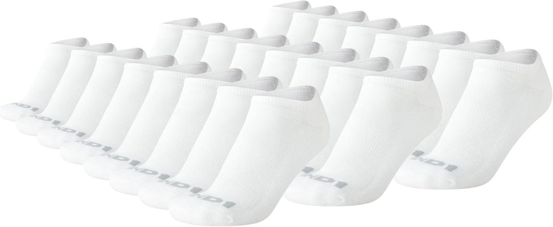 AND1 Men's Athletic Socks - Cushion Comfort No Show Socks (24 Pack) (White)