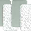 Crib Sheets 4 Pack for Baby Boys & Girls, Neutral Crib Sheet Fitted 52'' x 28'' for Standard Crib & Toddler Mattress, Ultra Soft Material Baby Sheet, Aqua Leaf