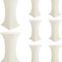 Cocktail Table Covers-Spandex Round High Top Table Cloths 8 Pack 32x43 Inch-Cream Stretch Fitted Bar Tall Tablecloth for Pub Bistro Highboy Party Event Banquet Height Folding Satnding Tables