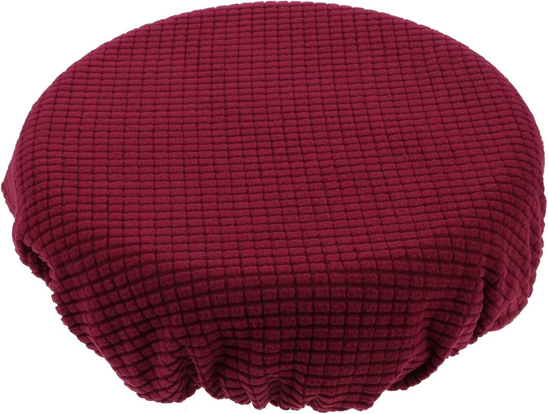 Round Bar Stool Covers, Cushion Cover With Elastic and Non-Slip Bottom, 11 Inches Width Soft & Protecting Home Office Chair Cover (Claret)