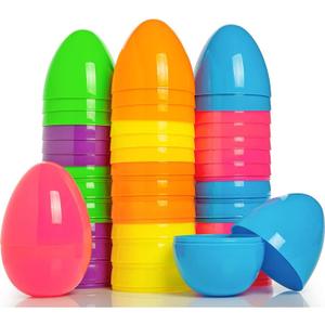48 PCS Fillable Easter Eggs, Colorful Easter Eggs Empty, Bulk 2.3" Plastic Bright Easter Egg for Easter Hunt Presents Easter Basket Stuffers for Kids Party Favor Classroom Prize Supplies