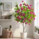 Erimda 4FT Artificial Bougainvillea Tree Artificial Tree Tall Potted Fake Bougainvillea Trees for Outdoor Indoor Lifelike Potted Faux Plants with Wood Trunk and Flowers Office Wedding Home Decor