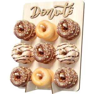Donut Wall Display Stand, Wooden Doughnut Holder Display 9 Donuts, Donut Holder Board for Donut Grow Up Party, Birthday, Wedding, Baby Shower, Donut Party Decorations (Natural) (11.8x15.7 inch)