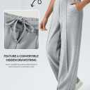 Aleumdr Women's Wide Leg Pants High Waist Casual Pants Fall 2025 Sweatpants Lounge Work Pants Slack with Pockets (Gray, L)