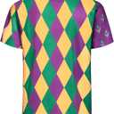 Mens 4th of July Hawaiian T-Shirt,American Flag Tie Dye Shirts,Mardi Gras St Patricks Day Hawaiian T-Shirt (L)
