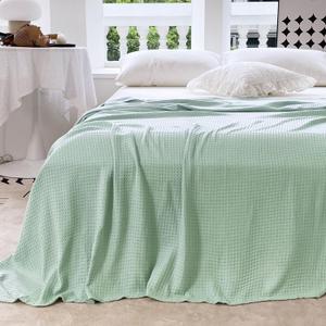 AmyHomie Cooling Blanket Queen Size, 100% Rayon Derived from Bamboo, Cool Summer Blanket for Hot Sleepers Soft Comfy Waffle Lightweight Blankets for All Seasons (90×90in, Sage Green)