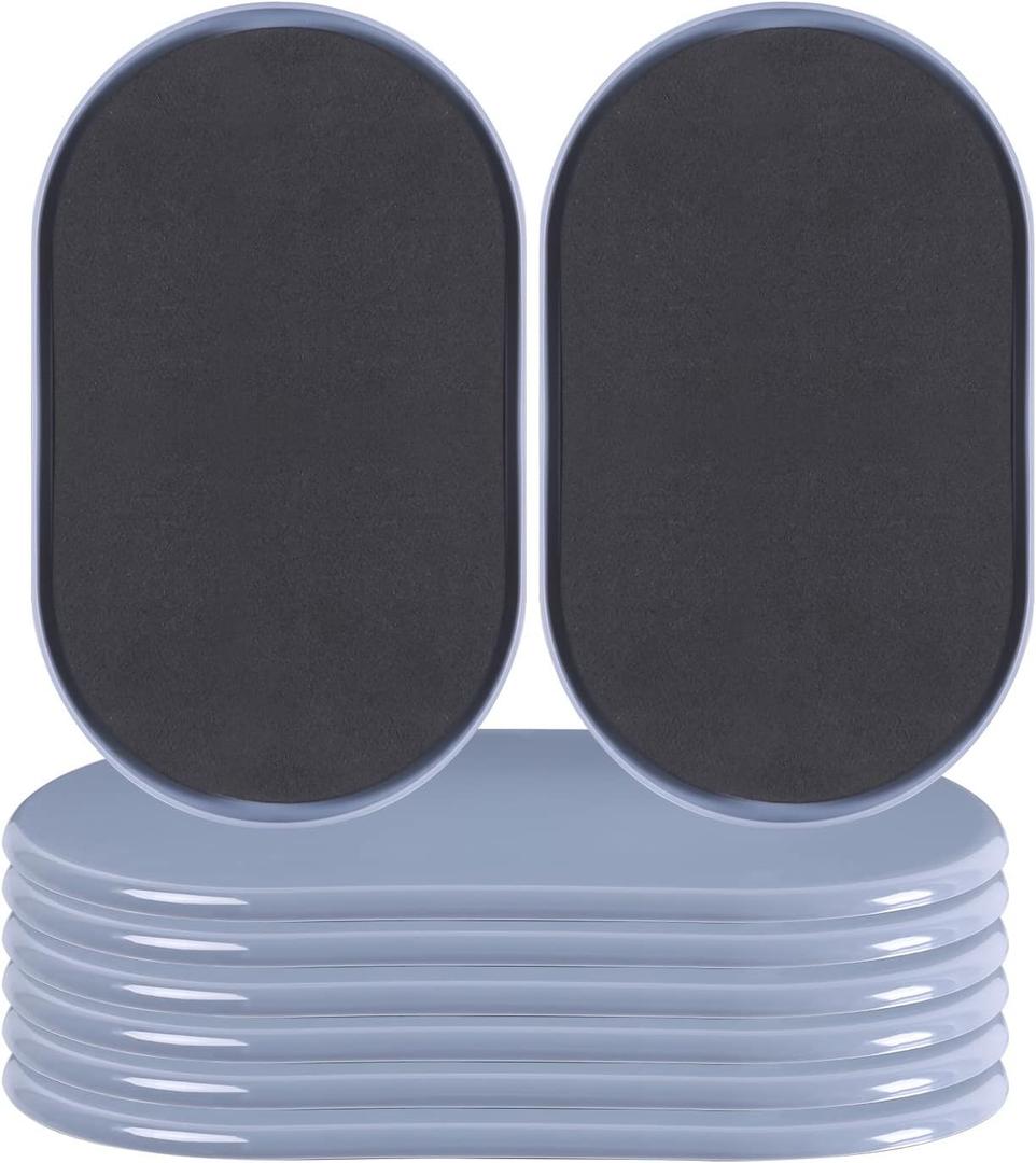 Reusable Large Furniture Movers Sliders for Carpet and Hardwood Floors-8 Pack 9-1/2" Oval Moving Pads Protector for Heavy Duty Sofa Bed Table Desk,Quickly and Easily Move Any Item, Light Blue