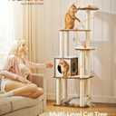 Feandrea Cat Tree, 64.6-Inch Modern Cat Tower, Multi-Level Condo with 5 Scratching Posts, Perch, Washable Removable Cushions, Cave, Rustic Brown UPCT166X01