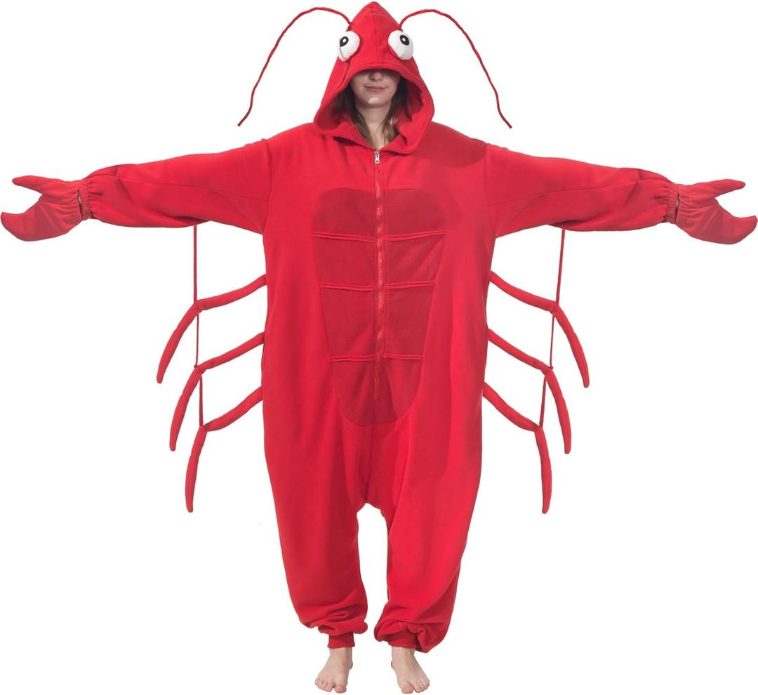 Adult Sea Creatures Onesie Lobster, Crab, Shrimp, Turtle Halloween Costume Unisex Animal Cosplay One-Piece Pajamas (Large)