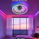 Smart Ceiling Fan with Light, 20'' Low Profile Ceiling Fan for Bedroom, RGB Ceiling Fans Works with Alexa, 4CCT Dimmable Modern Flush Mount Ceiling Fan with Music Sync&66 DIY Color Scenes,Black