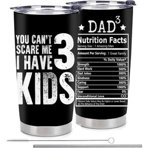 GOOMI Father of 3 Gift from Kids, Dad of 3 Gifts, 20 OZ Stainless Steel Insulated Tumbler