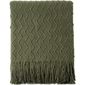 BATTILO HOME Throw Blanket for Couch, Textured Knit Throw, Olive Green Throws for Home Decor, Soft Blanket Throw for Bedroom Decor Housewarming Gifts, 50"x60"