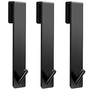 Kontoyo Shower Door Hooks(7.5 Inch),Extended Over Door Hooks for Bathroom Frameless Glass Shower Door,Stainless Steel Towel Hooks,Heavy Duty Rack Hooks for Robe,Towel-3 Pack-Black