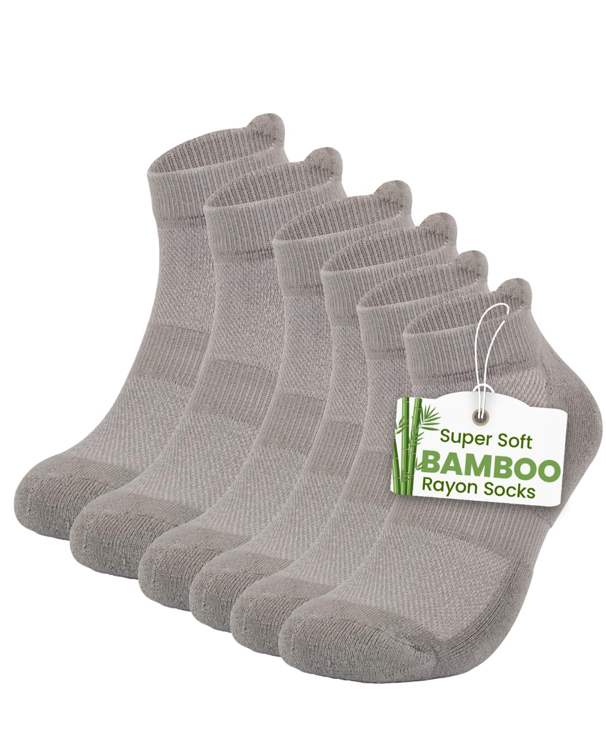 TheGreenSticks Thick Diabetic Ankle Socks - Walking, Yoga, Running- Rayon Derived From Bamboo Socks for Women & Men [6 Pairs] L