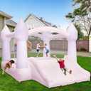 AKSPORT Inflatable Bounce House,White Castle Bounce House for Kids 3-6 Indoor & Outdoor Inflatable Bouncer House with Slide & Air Blower & Balloons for Kids Birthday Party,Wedding Party