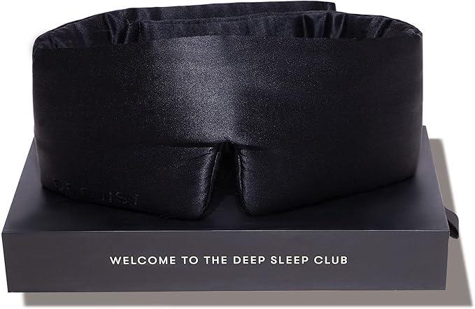 DROWSY Silk Sleep Mask - Face-Hugging, Padded Cocoon for Luxury Sleep in Total Darkness - 100% Pure Mulberry Silk (Black Jade)