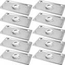 10 Pack 1/3 Size Stainless Steel Steam Table Lid, Hotel Pans Lids with Handle Solid Hotel Pan Cover for Hotel, Restaurant, Canteen and Party, Silver