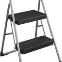 CoscoProducts COSCO 11137PBL1E 2 Household Folding Step Stool, ANSI Type 3, 200 lb Weight Capacity, Platinum