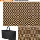 SAND MINE Waterproof Outdoor Rug 4x6 ft, Plastic Straw Area Rug, Large Floor Mat for Outdoors, RV, Patio, Backyard, Deck, Picnic, Beach, Trailer, Camping, Black & Brown Lattice