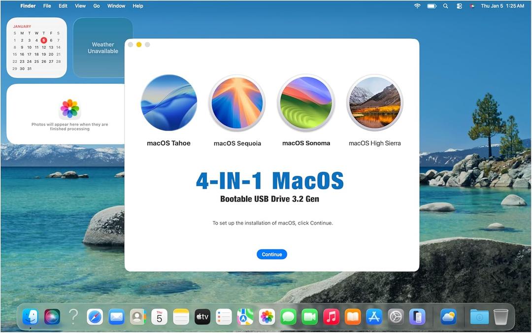 64GB- 4-in-1, Bootable MacOS Tahoe 26、Sequoia 15、Sonoma 14、High Sierra 10.13.6, USB Drive 3.2, Reinstall/ Recovery/ Restore Mac OS X