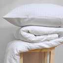 VLiving Waffle Duvet Cover Set, Duvet with 2 Pillow Covers Pure Cotton, White Colour Size - 100 X 90 Inches.