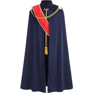 King Robe Queen Robe Cosplay Costume Medieval Prince King Costume Cape for Halloween Costume Party Accessory (140CM/55.12, Navy Blue)