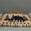 Rustic Cabin Bear Bath Rugs, Animal Black Bear Doormat Non-Slip Floor Entryways Outdoor Indoor Door Mat, Country Farmhouse Lodge Wooden Forest Trees Bath Mat Bathroom Rugs Accessories, 17X29in