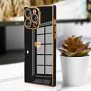 Tzomsze Compatible with iPhone 16 Pro Case,Camera Protection Cute Heart Pattern & Electroplate Reinforced Corners Shockproof Edge Bumper Case for Women Girls 6.3 Inch-Black