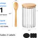 Steviieden 24 FL OZ Airtight Glass Jar with Bamboo Spoons Lids Overnight Oats Container Decorative Coffee Bar Food Storage Jar Cereal Nuts Salts Coffee Tea Flour Sugar Container Spice Jar