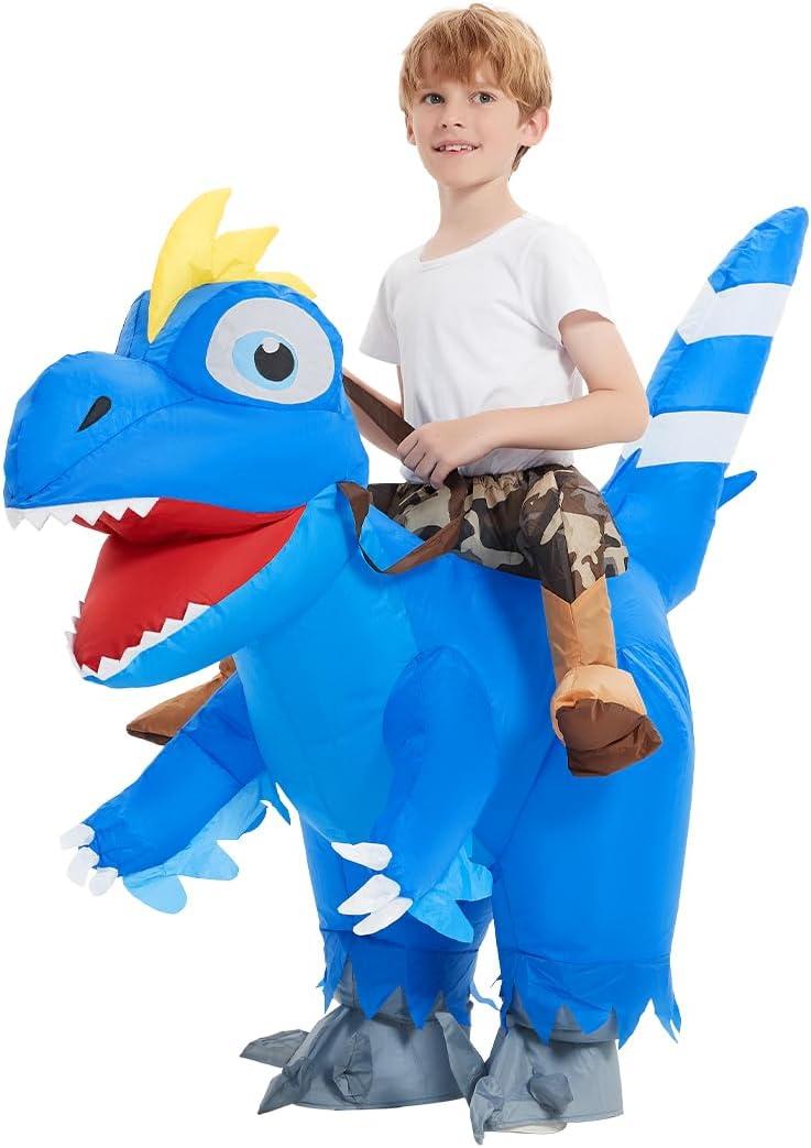COMIN Inflatable Dinosaur Costume Kids Halloween Blow up Costumes for Boys Girls Funny Riding Air Costume for Party Cosplay, 36" 2-3Y