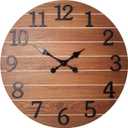 Decorative Clocks for Living Room 20 Inch Brown Solid Wood Wall Clock Silent Battery Powered Wall Clock Farmhouse