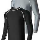 Liberty Imports 2-Pack Men's UV Long Sleeve Swim Shirts Loose Fit Rash Guards (XX-Large)