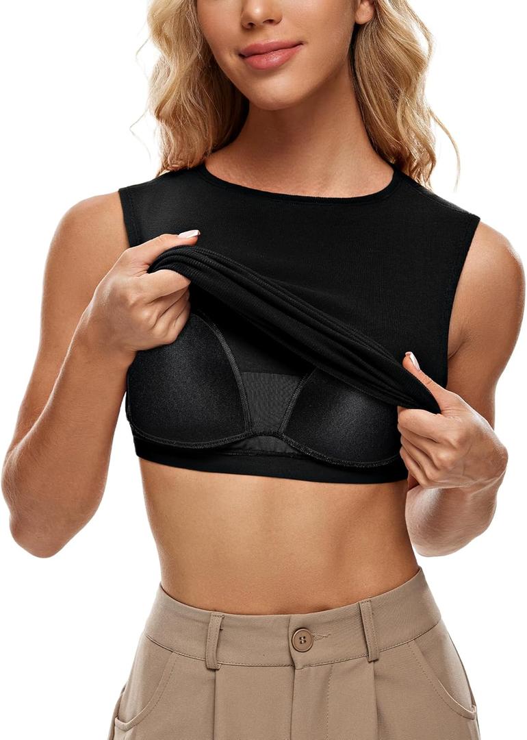Wingslove Tank Top with Built in Bra for Women Shelf Bra Workout Tank Tops for Spring and Autumn (Medium, Black)