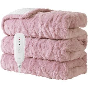 Heated Blanket-Electric Blanket 50"x60" Soft Heated Throw Blanket with 5 Heating Levels & 3 Hours auto-Off,Machine Washable(Pink
