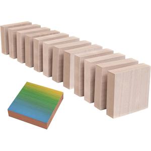 (12-Pack) - 4 x 4 Wooden Blocks for Crafts - 1-Inch Thick Square MDF Blocks - Smooth Surface with Wood Grain Pattern - Highly Customizable Blank Wood Squares
