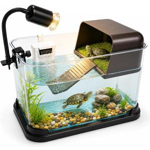 Turtle Tank Starter Kit, Durable PC Turtle Aquarium Kit (13.2 X 8 X 8.6IN)
