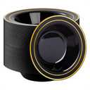 Goodluck 100 Pack Black Plastic Bowls with Gold Rim, 12oz Disposable Soup Bowls, Heavy Duty Dessert Bowls for Weddings, Parties, Dinners, Catering, and New Year