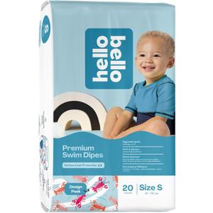 Hello Bello Premium Swim Diapers, Size S (16-28 lbs), Cute Extra-Bright Lobster Designs, 20 Count Jumbo Pack