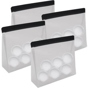 4 Pack Reusable Ice Storage Bags,Leak Proof Ice Bags With Secure Zip Close Design,Bpa-Free Ice-Bags,Free Lunch Bag,Durable Ice Bag,Freezer Storage Bag for Ice and Food Storage (Black 4 Pack)