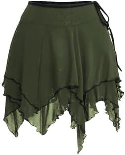 Verdusa Women's Y2k Renaissance Skirt Asymmetrical Hem Flowy Tierd Layer Fairy Goth Rave Outfits S