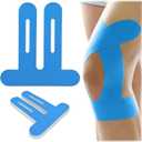 10 Pcs Kinesiology Tape for Knees, Knee Tape Blue, precut Kinesiology Tape for Knees Hypoallergenic & Breathable & Waterproof & Comfortable, Knee Tape for Knee Pain Relief pre Cut, Adhesion 4-7 Days